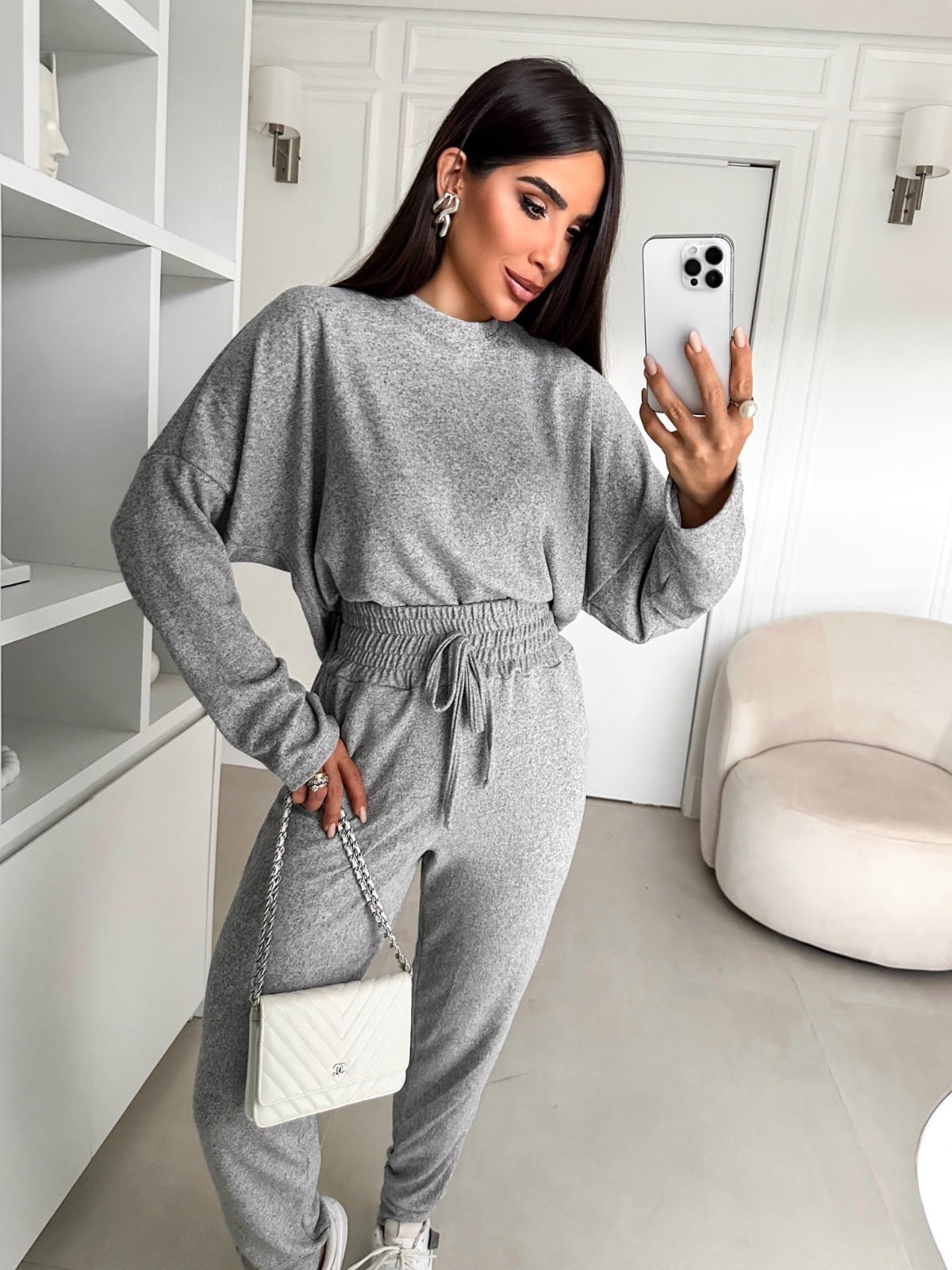 CONJUNTO LÃZINHA MANGA LONGA - CINZA