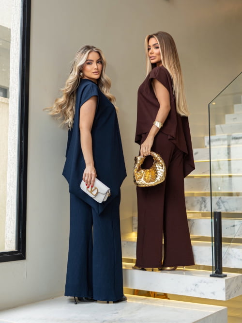 CONJUNTO ANARRUGA PREMIUM ASSIMÉTRICO MARROM