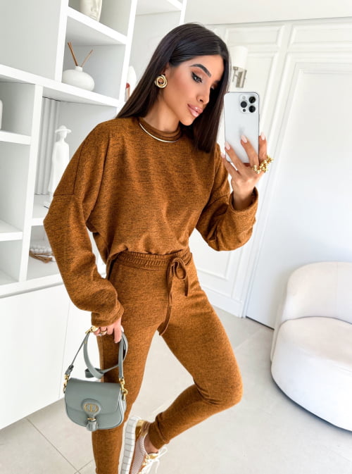 CONJUNTO LÃZINHA MANGA LONGA - CARAMELO