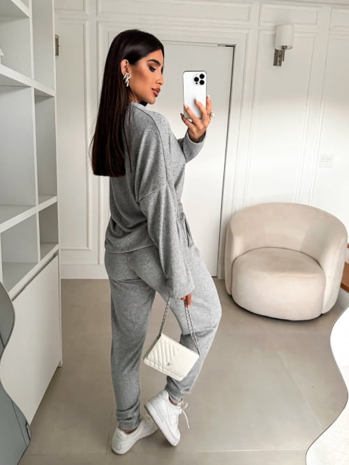 CONJUNTO LÃZINHA MANGA LONGA - CINZA