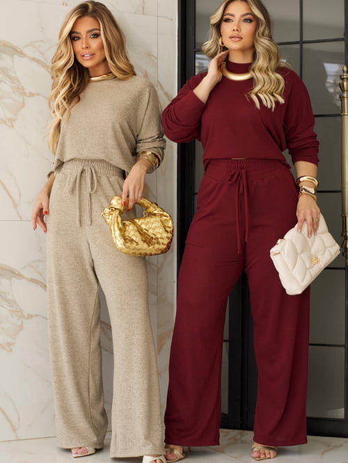 CONJUNTO LÃZINHA PANTALONA MARSALA