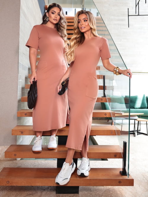 VESTIDO ALGODÃO BÁSICO NUDE