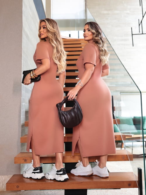 VESTIDO ALGODÃO BÁSICO NUDE