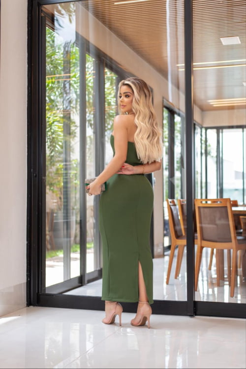 VESTIDO BLOGUEIRA MALHA MONTARIA VERDE MUSGO
