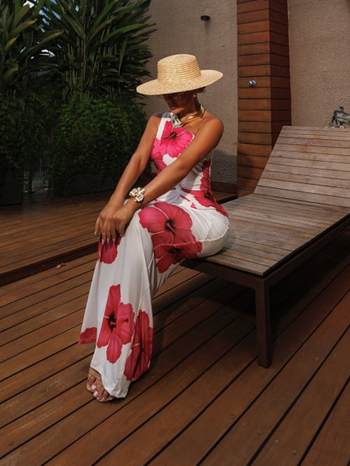 VESTIDO LONGO MALHA FLUITY ESTAMPA FLORAL