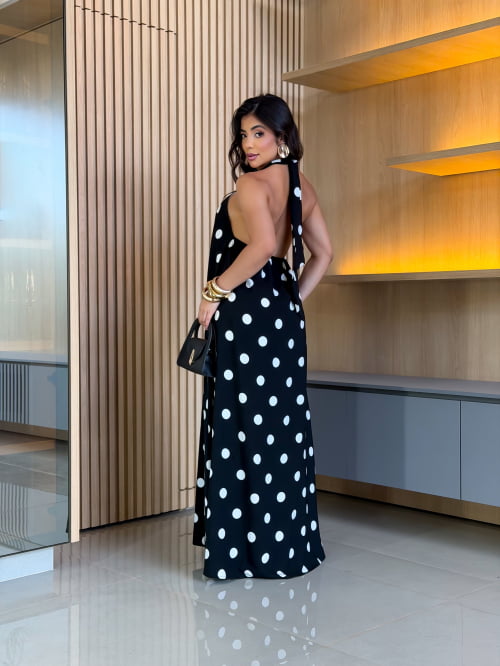VESTIDO LONGO POÁ - PRETO