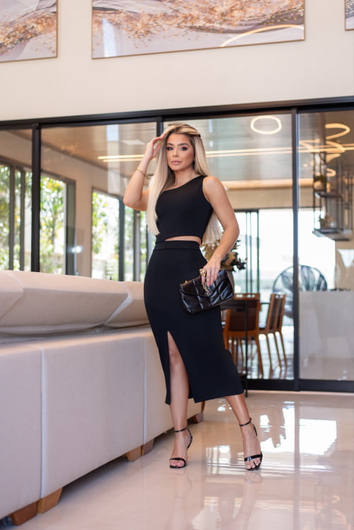 VESTIDO MALHA MONTARIA BIANCA PRETO