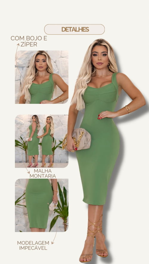 VESTIDO MEIA TAÇA MONTARIA  VERDE OLIVA 