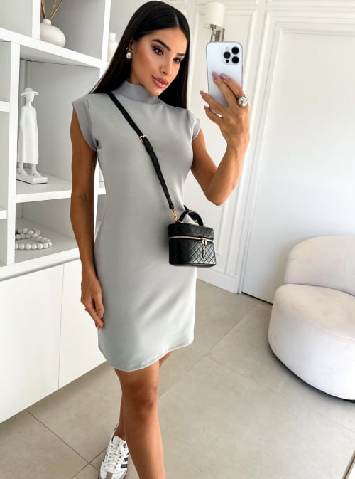 VESTIDO MONTARIA CURTO CINZA