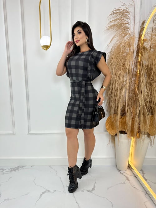 VESTIDO MONTARIA MANU XADREZ PRETO