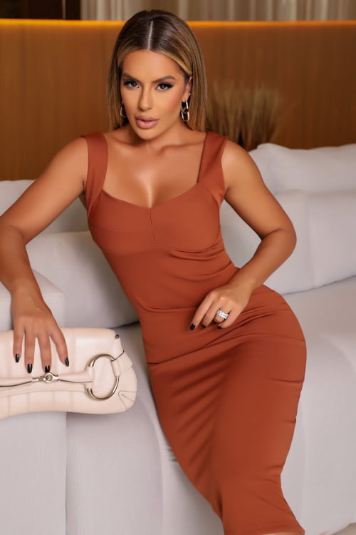 VESTIDO MONTARIA MEIA TAÇA - MARROM