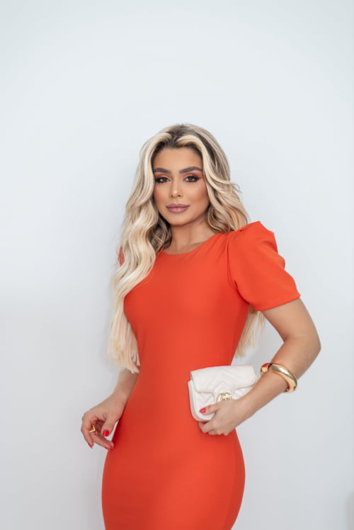 VESTIDO MONTARIA MIDI LARANJA