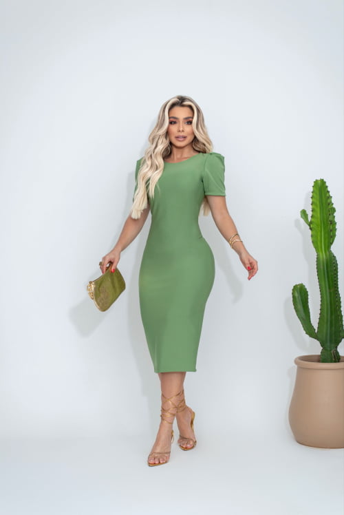 VESTIDO MONTARIA MIDI - VERDE OLIVA