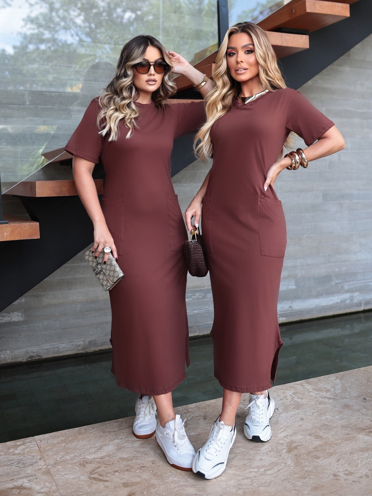 VESTIDO ALGODÃO BÁSICO MARROM